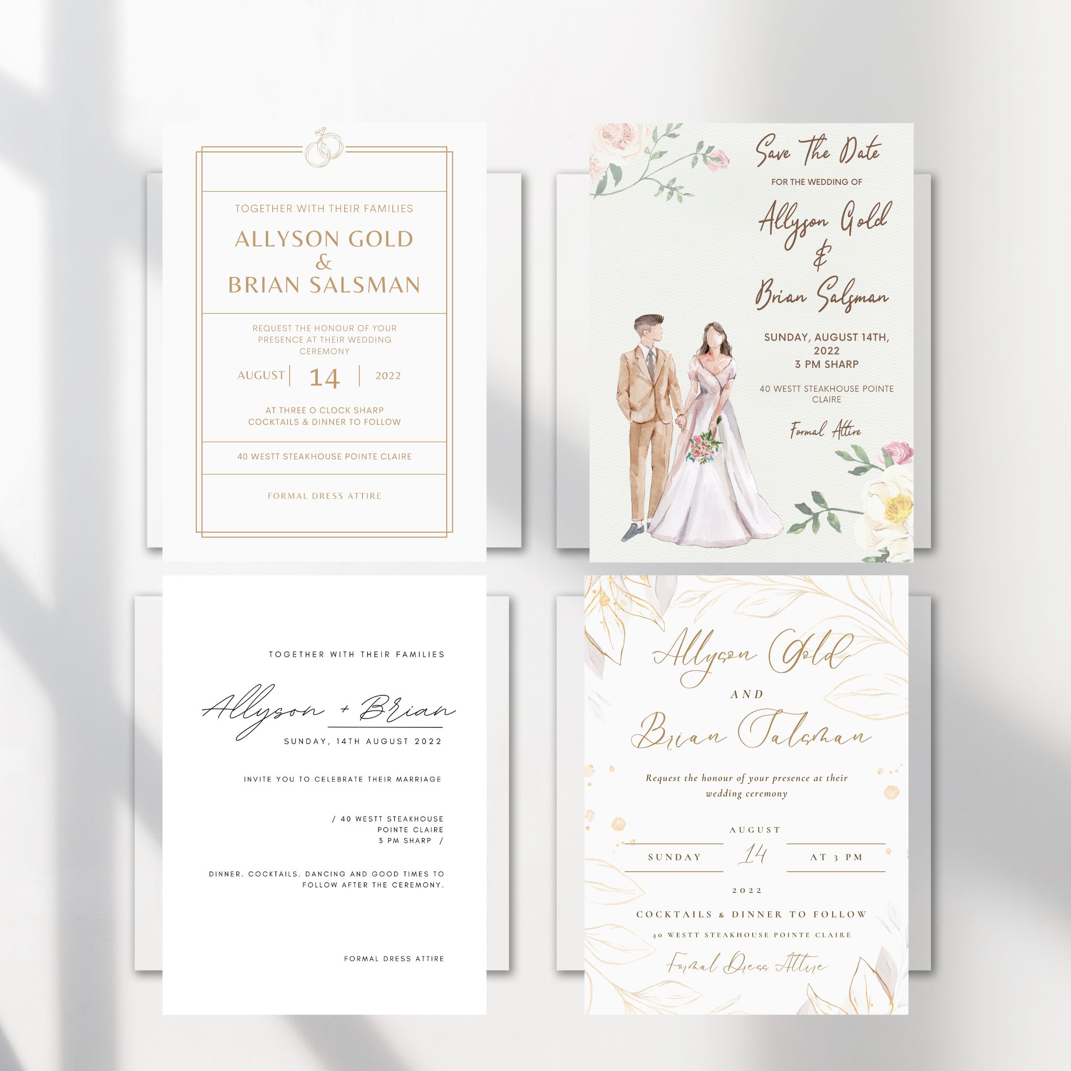 a collage of wedding invitation examples