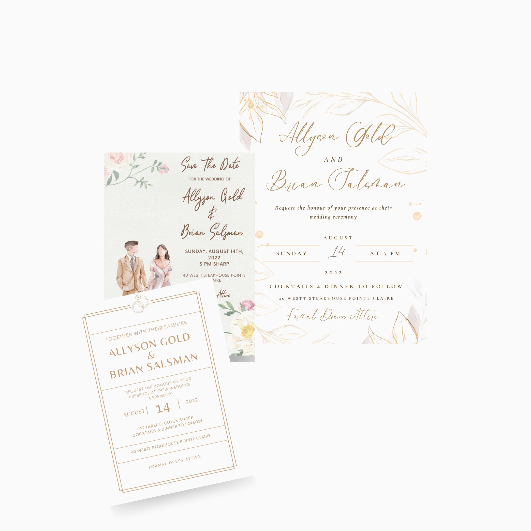 a collage of wedding invitations